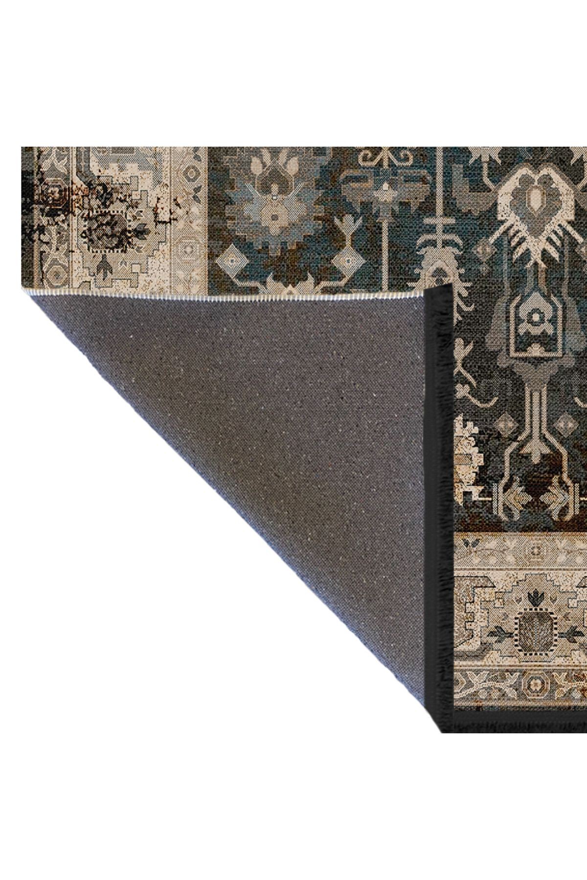 Mira Koyu Tema Çok Renkli Geleneksel Motif Etnik Desenli Vintage Dekoratif Halı Mira 1586
