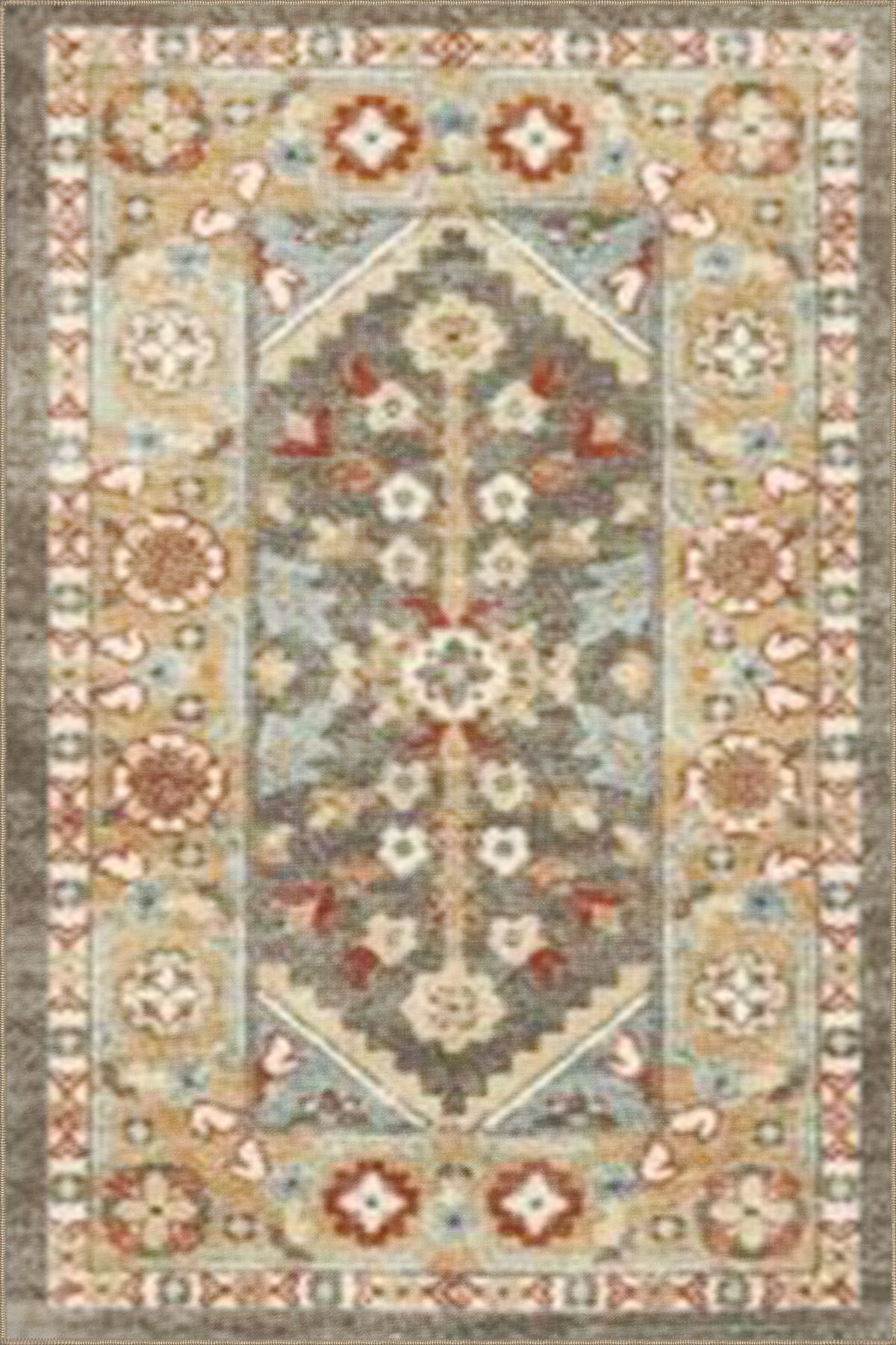 Kahverengi Geleneksel Desenli Dokuma Taban Halı miravip1087