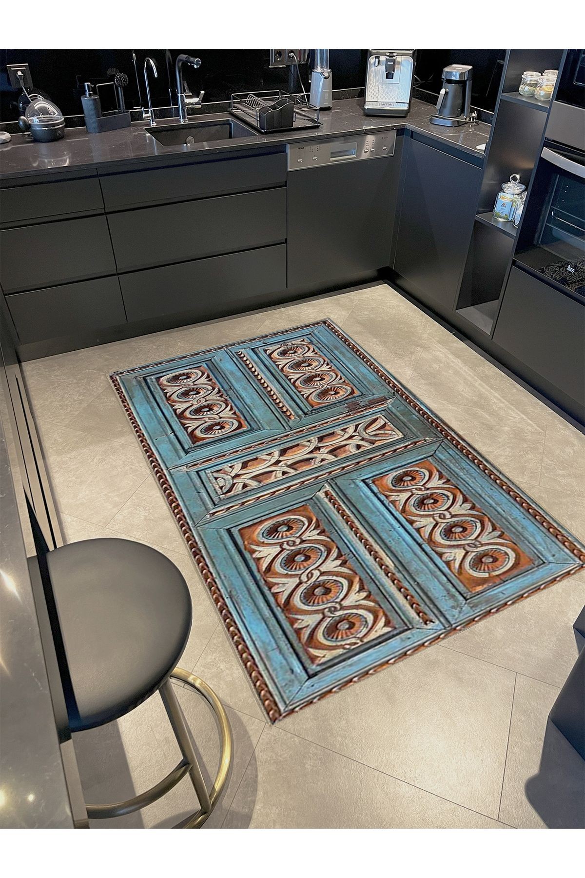 Seda Koleksiyonu Eskitme Görünümlü Antik Desenli Dokuma Taban Modern Dekoratif Halı seda05