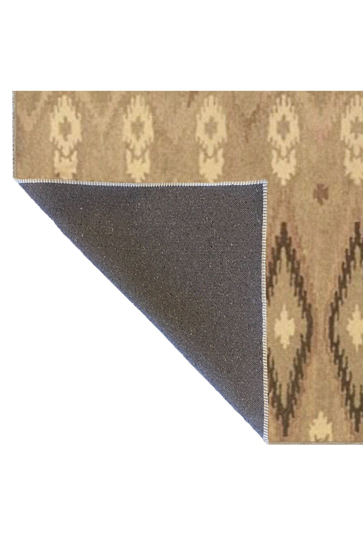 Bej Temalı Motifli Geometrik Desenli Vintage Dekoratif Halı 4590