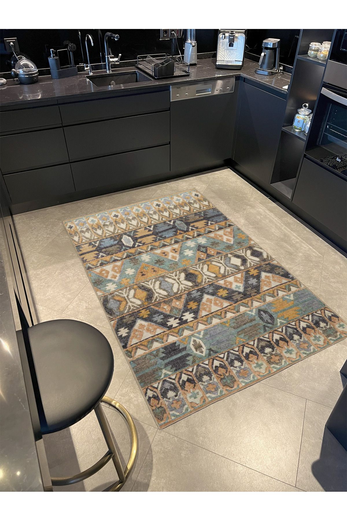 Çapraz Modern Sarı Baklava Desenli Dekoratif Halı miravip571