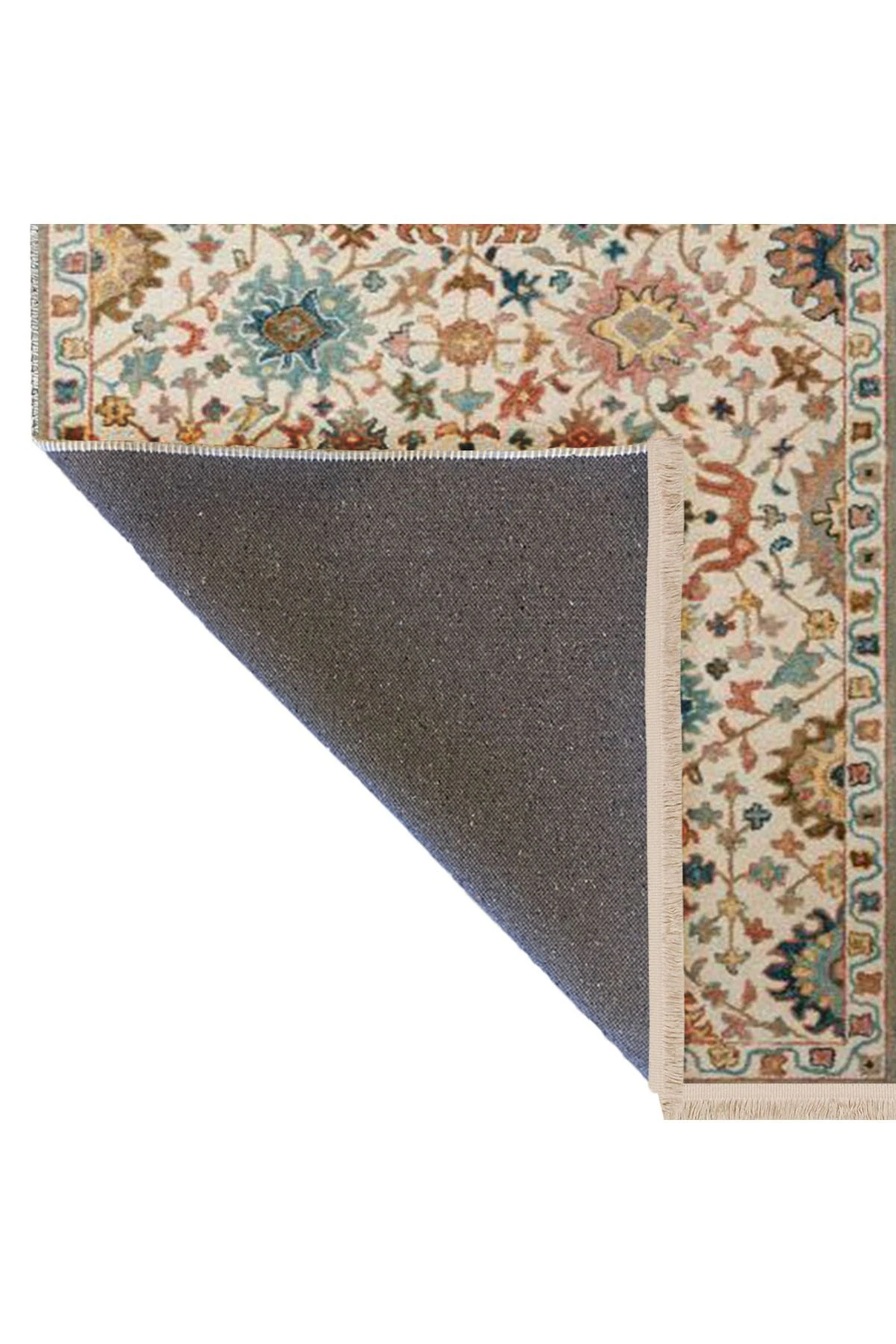 İnci Koleksiyonu Çok Renkli Geleneksel Motif Çiçek Desen Dokuma Taban Vintage Dekoratif Halı inci37