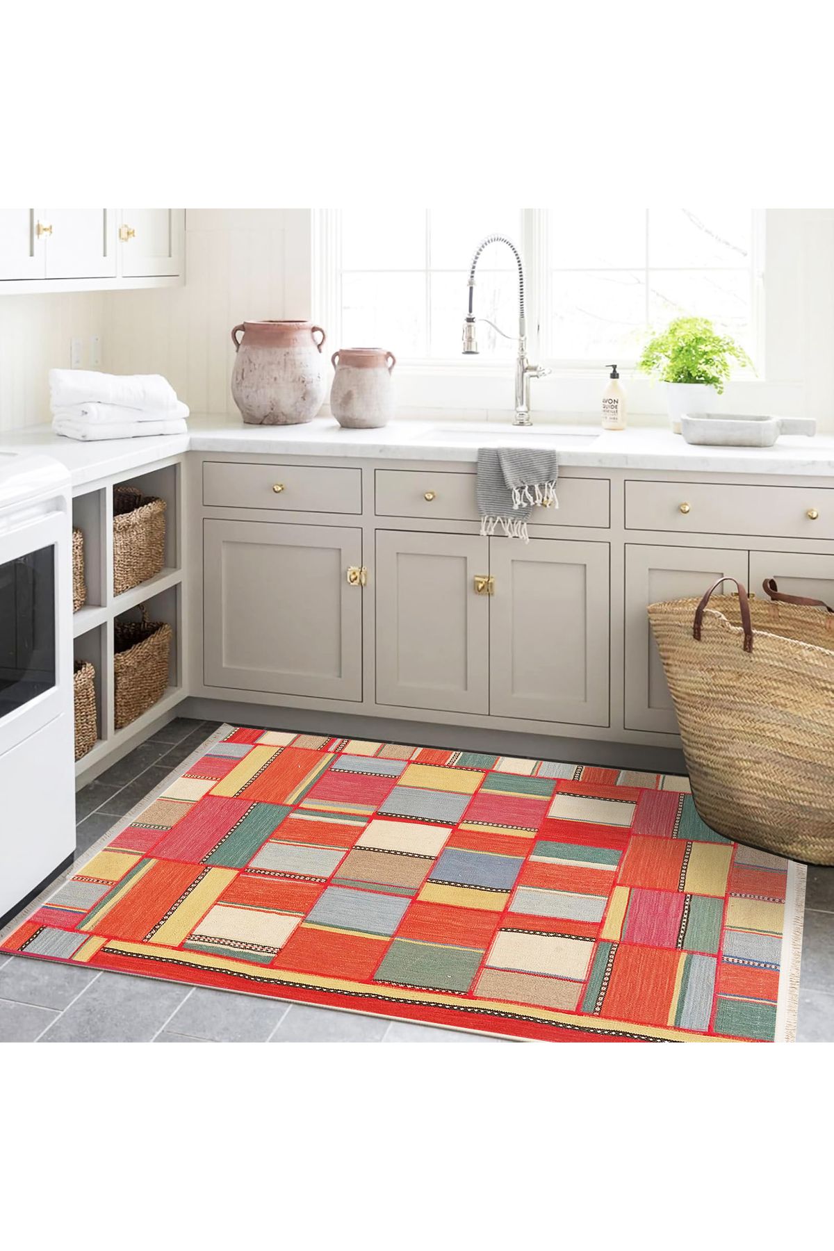 Güney Koleksiyonu Çok Renkli Geometrik Desenli Kreatif Modern Dekoratif Halı 31