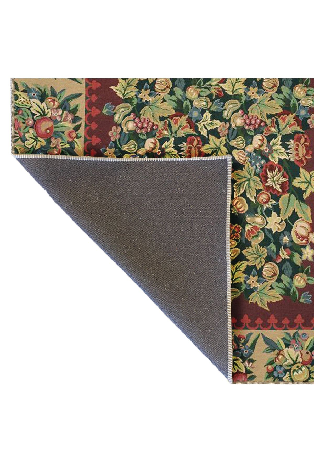Floral Temalı Çok Renkli Motifli Çiçek Gül Desenli Vintage Dekoratif Halı 4762