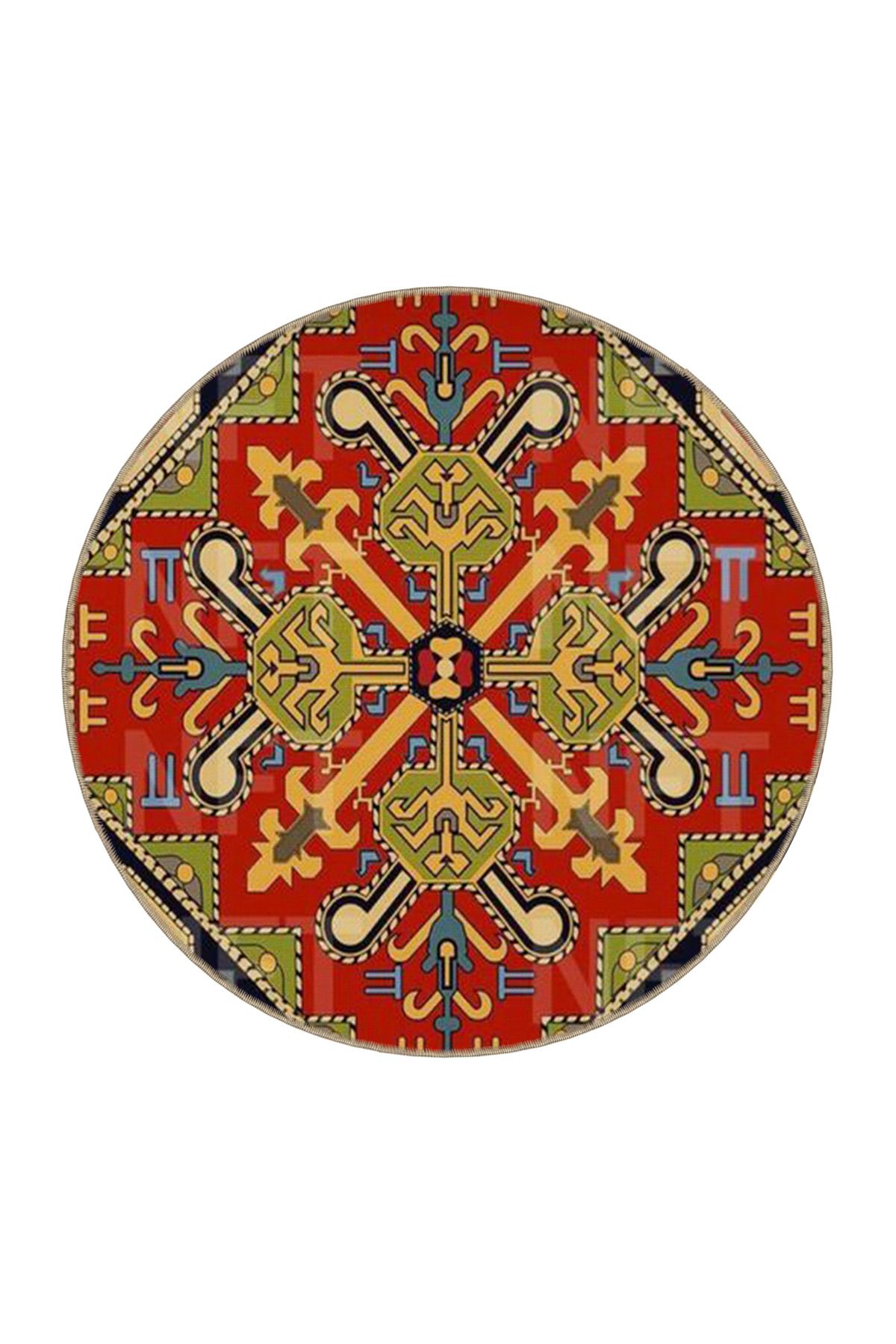 Çok Renkli Geleneksel Motif Etnik Desenli Vintage Dekoratif Halı 3537