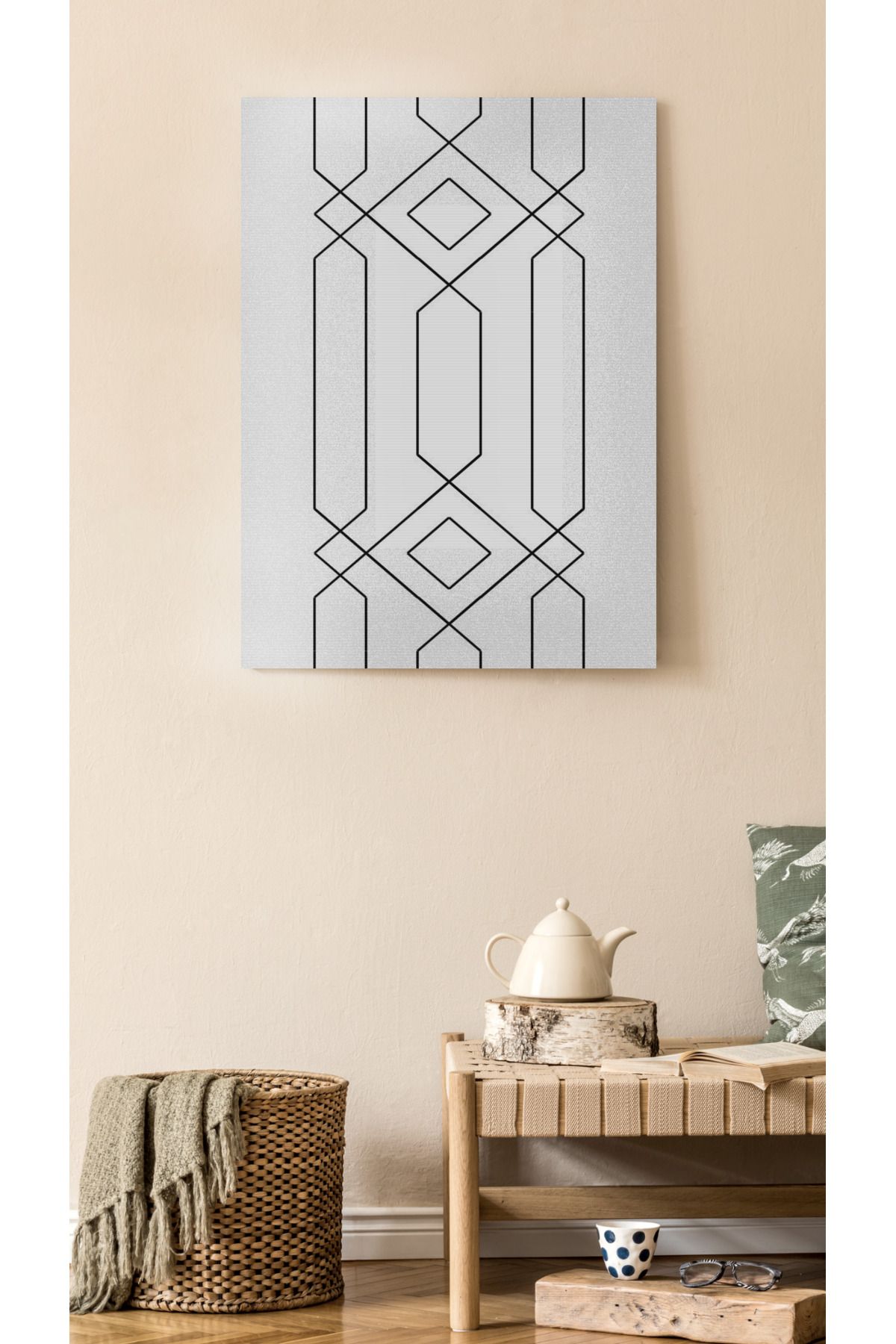 Kanvas Tablo Siyah Çizgili Desenli Temalı Tablo