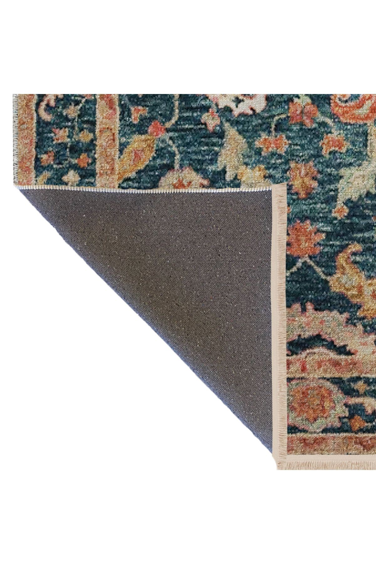 Çok Renkli Motifli Etnik Çiçek Desenli Kreatif Vintage Dekoratif Halı 2618