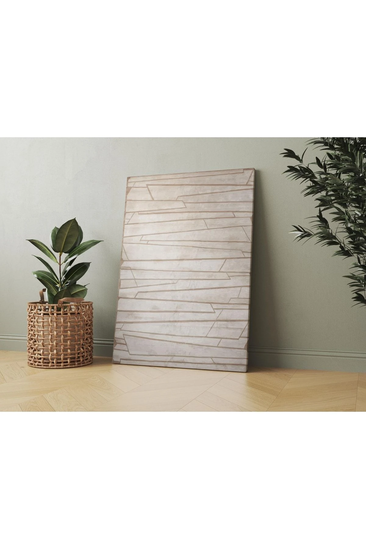 Kanvas Tablo Kahve Bej Çizgiler Temalı 133