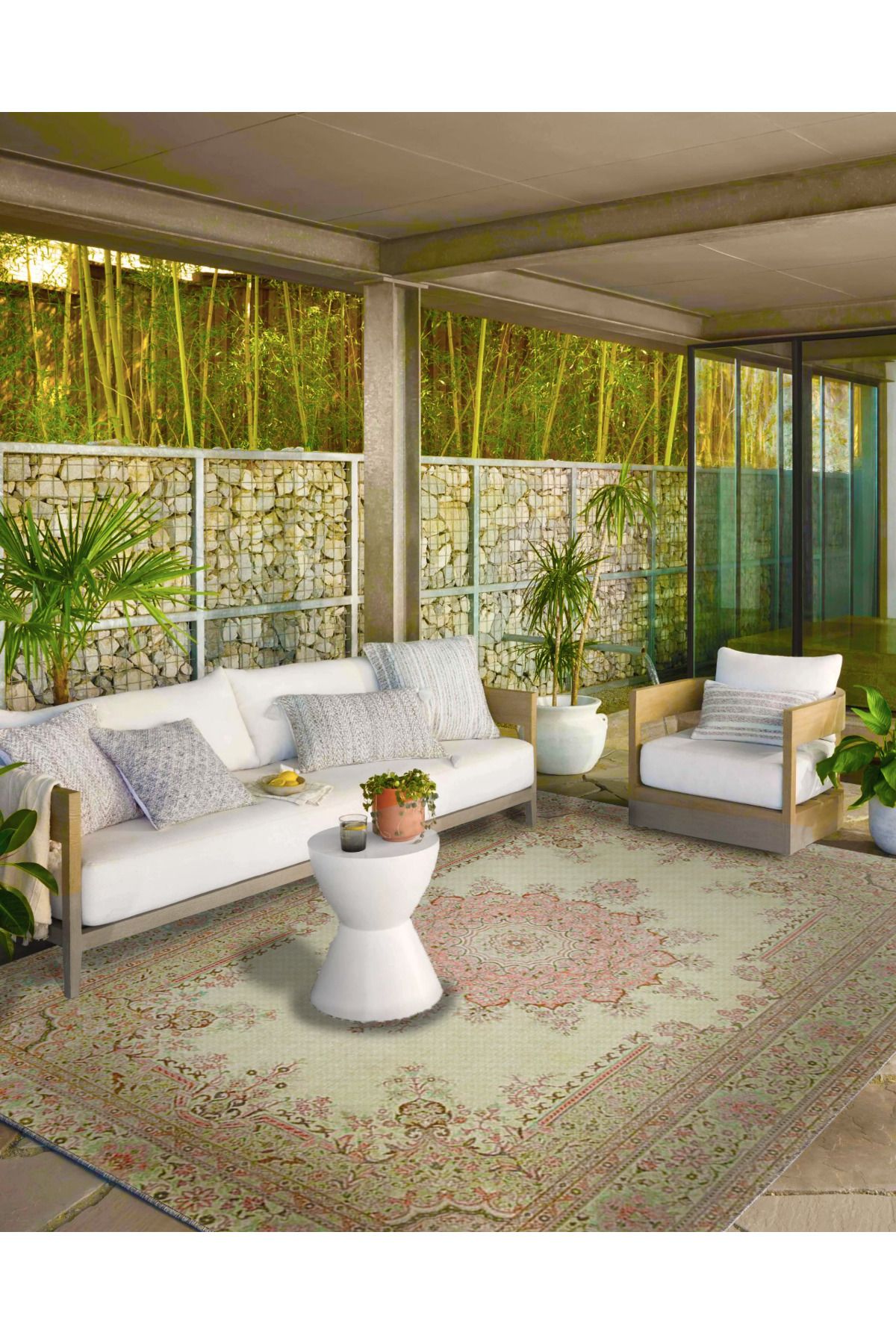 Krem Geleneksel Desenli Dokuma Taban Halı ve Yıkanabilir Halı aloha131