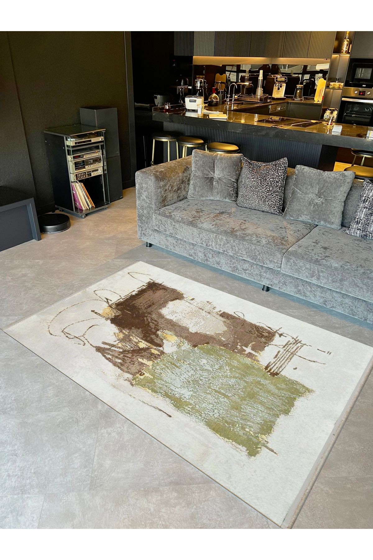 Barcelona Koleksiyonu Soft Renklerde Soyut Desenli Kreatif Modern Dekoratif Halı 55