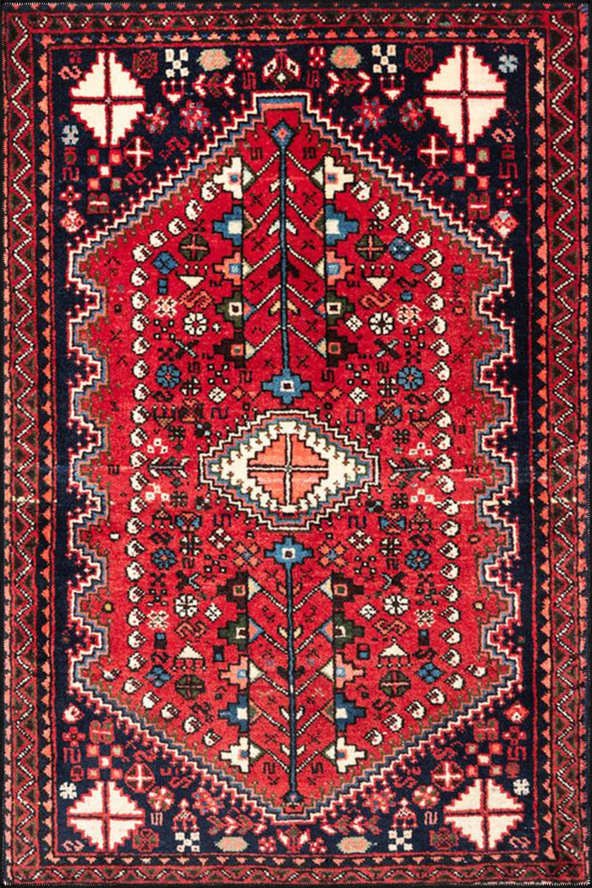 Kırmızı Renkli Baklava Geleneksel Modern Dokuma Taban ve Dekoratif Halı miravip105