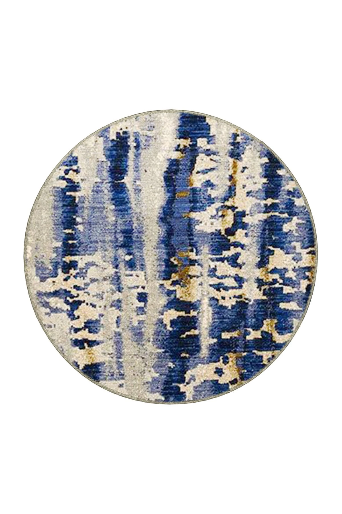 Mavi Temalı Abstract Soyut Desenli Kreatif Modern Dekoratif Halı 4606