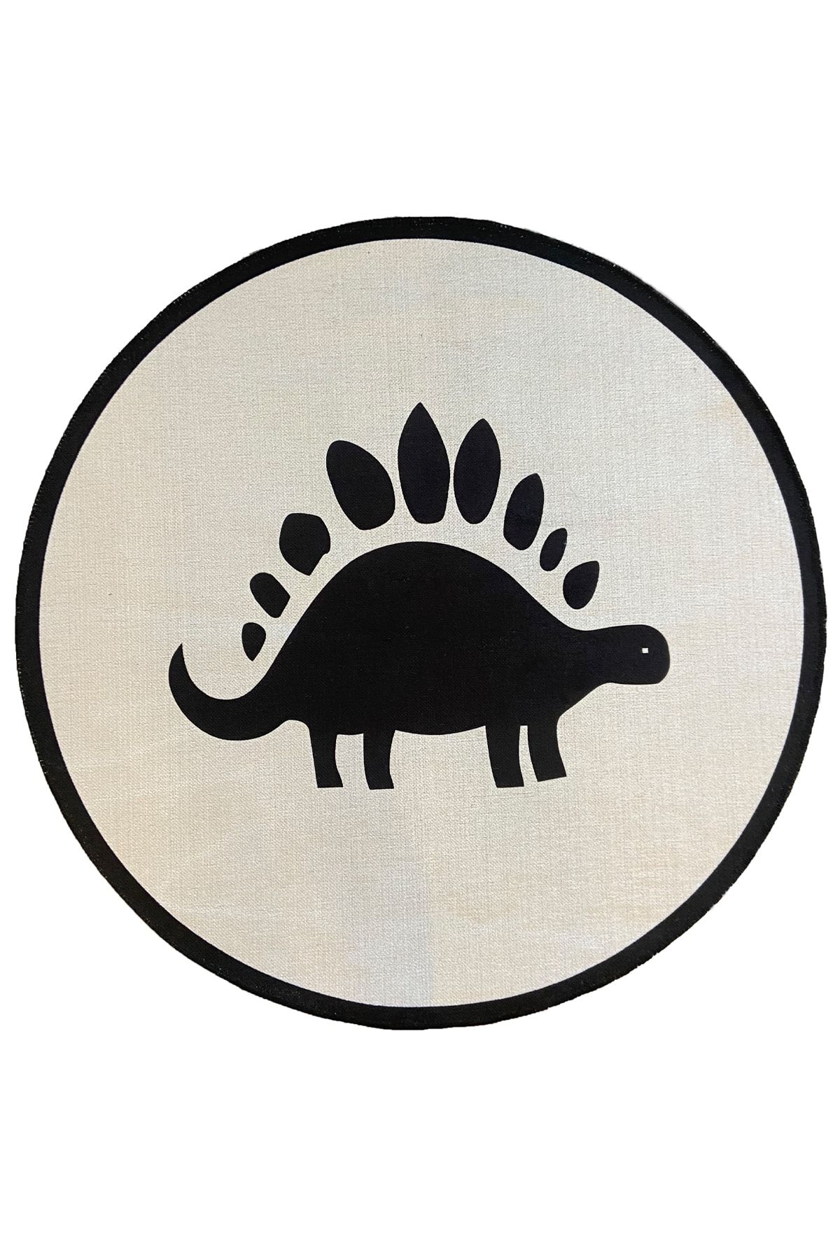 Mira 866 Dinazor Figürlü Siyah Beyaz Minimalist Yuvarlak Halı