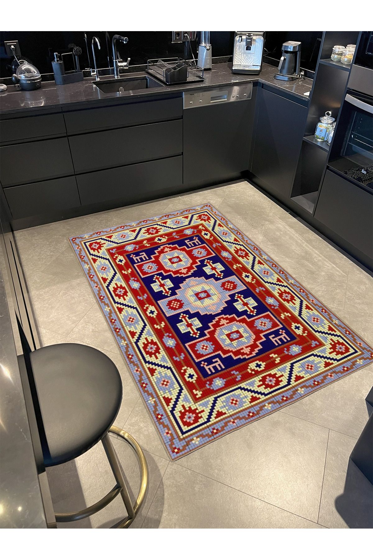 Geleneksel Geometrik Desenli Kırmızı Dokuma Taban Halı 4272