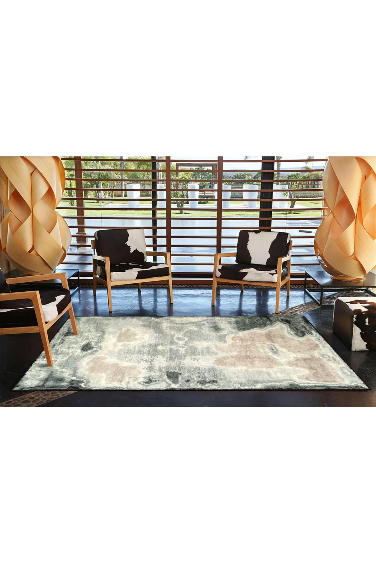 Soyut Desenli Pastel Boyalı Dokuma Taban Halı miravip490