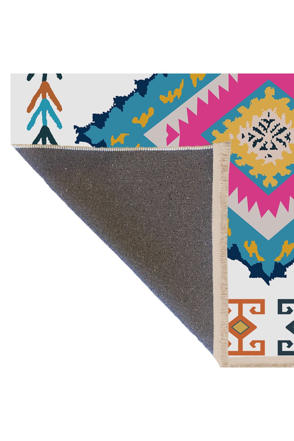 Mira Çok Renkli Geleneksel Motif Desenli Vintage Dekoratif Halı Mira 1553
