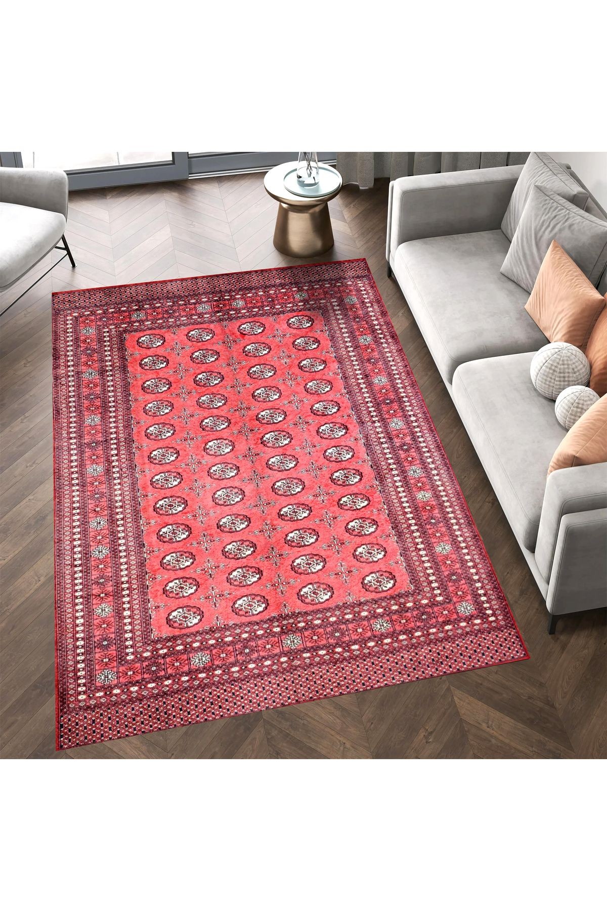 Melisa Koleksiyonu Soft Kırmızı Temalı Desenli Dokuma Taban Modern Dekoratif Halı melisa28