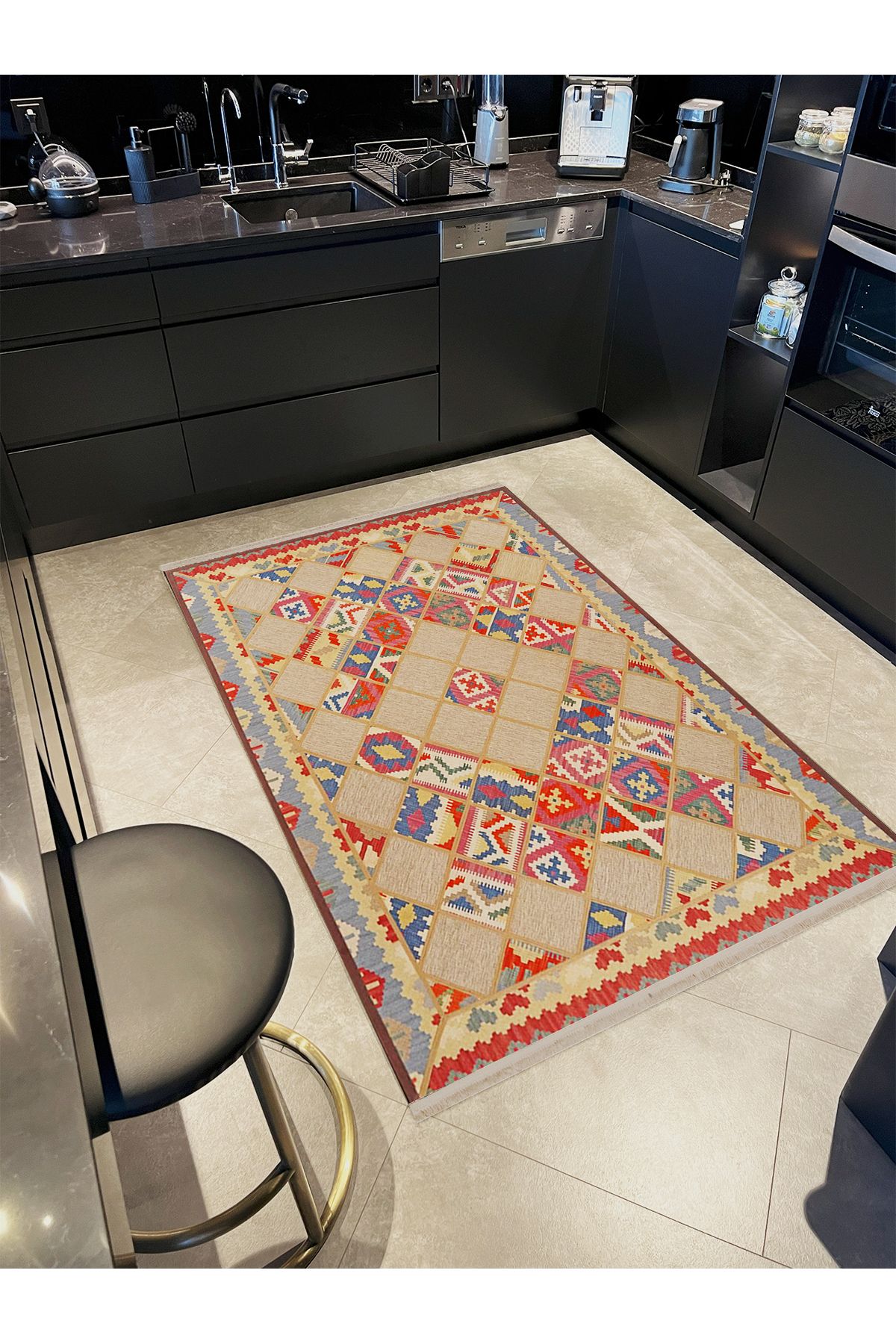 Güney Koleksiyonu Açık KAhve Ton Etnik Motifli Geleneksel Desenli Vintage Dekoratif Halı 34