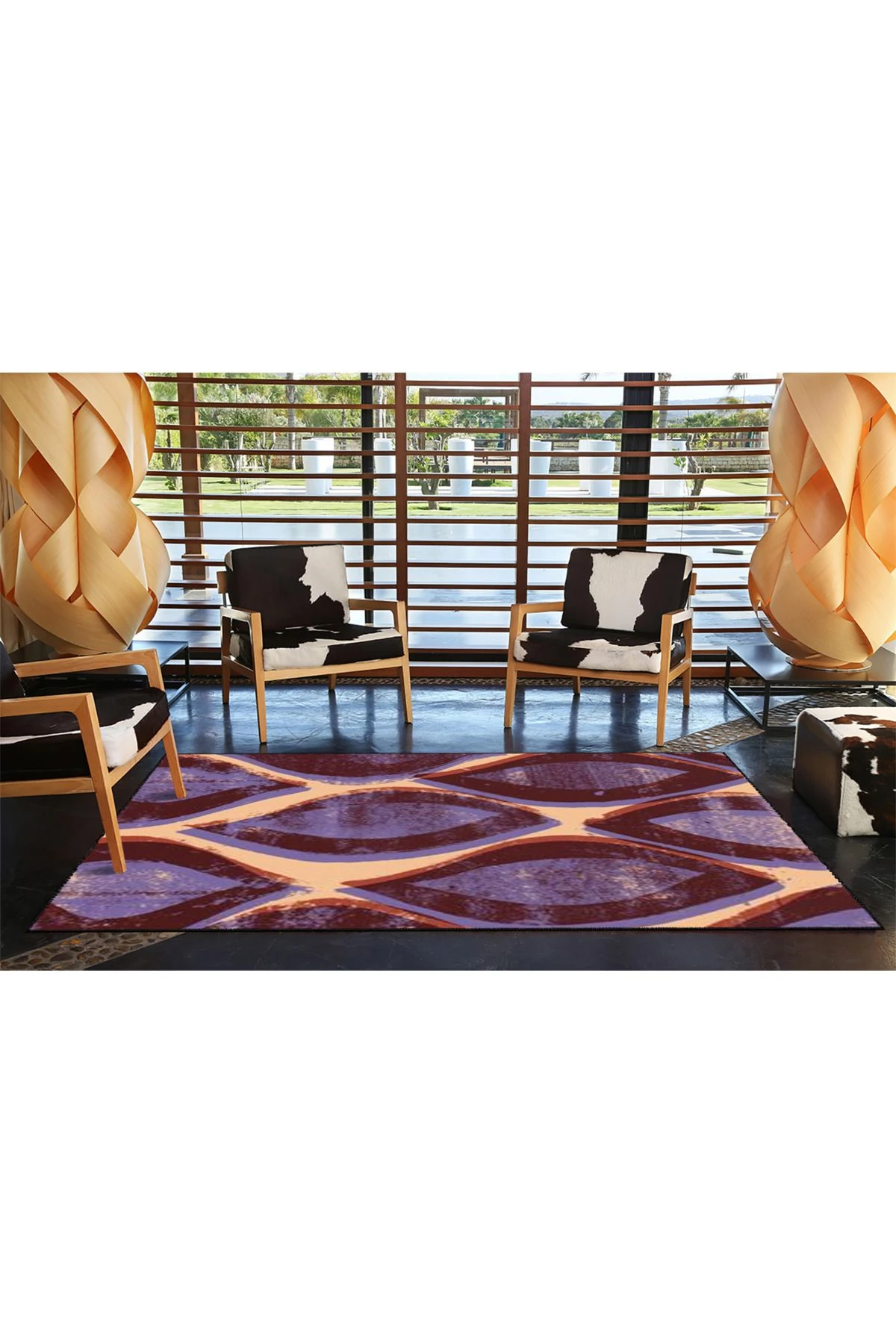 Mor Modern Desenli Dekoratif Yıkanabilir Halı miravip8466