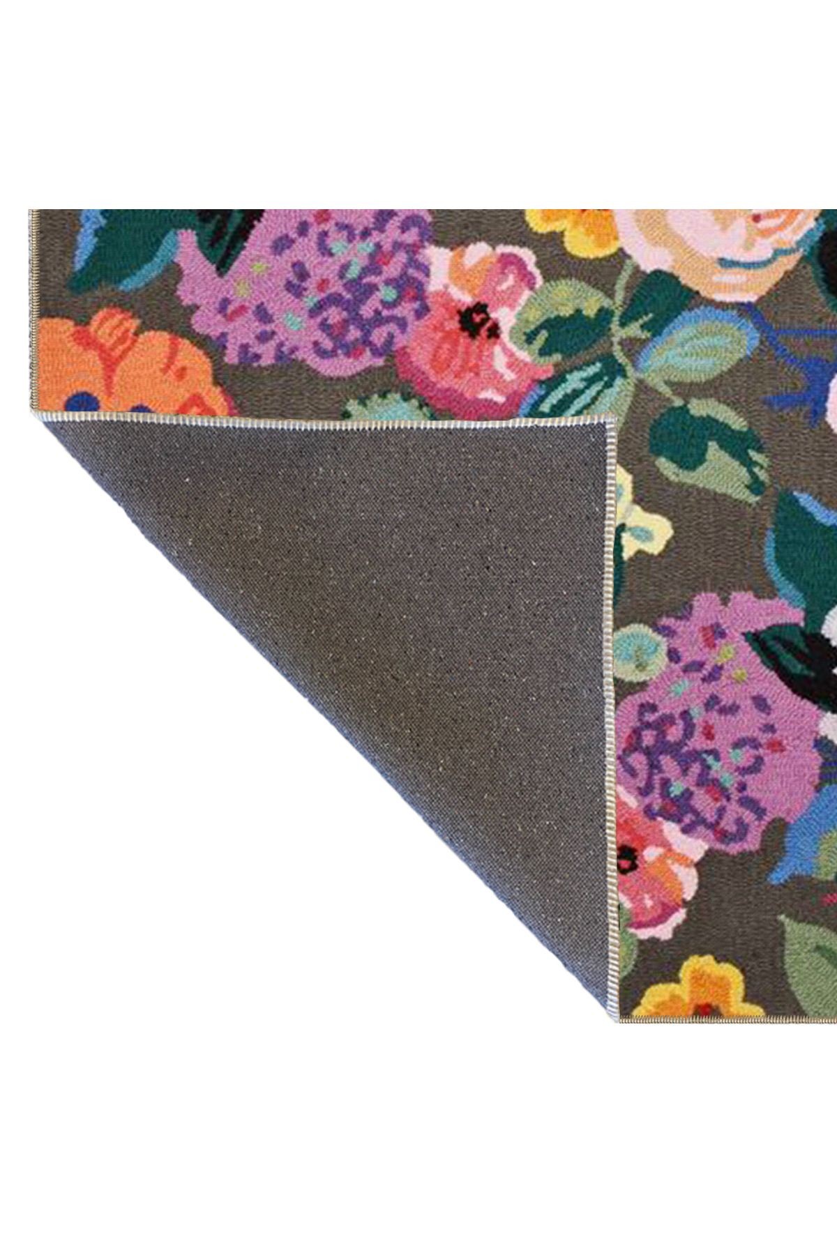 Çok Renkli Karma Floral Çiçek ve Gül Desenli Kreatif Modern Dekoratif Halı 3625