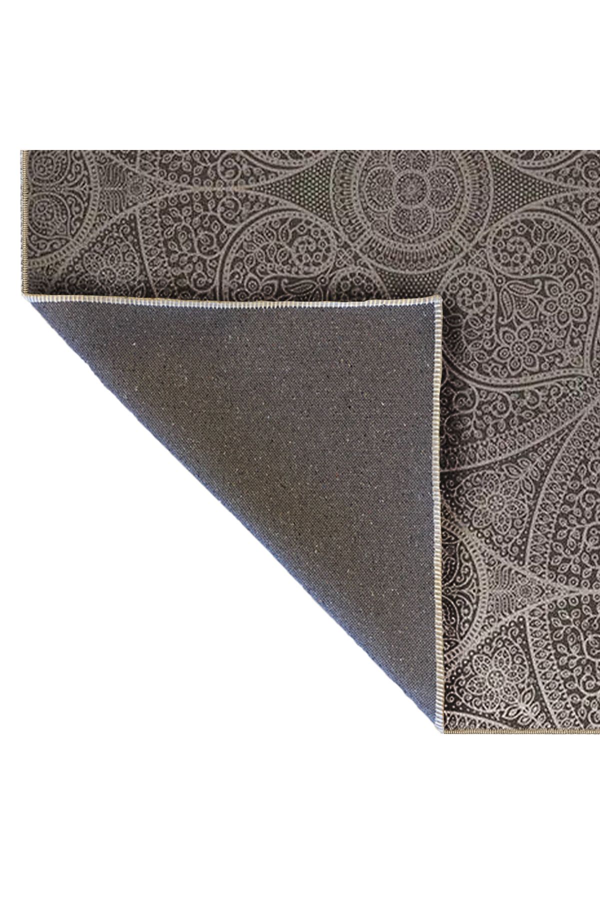 Gri Temalı Yıldız ve Daire Şekil Motif Desenli Vintage Dekoratif Halı 4909