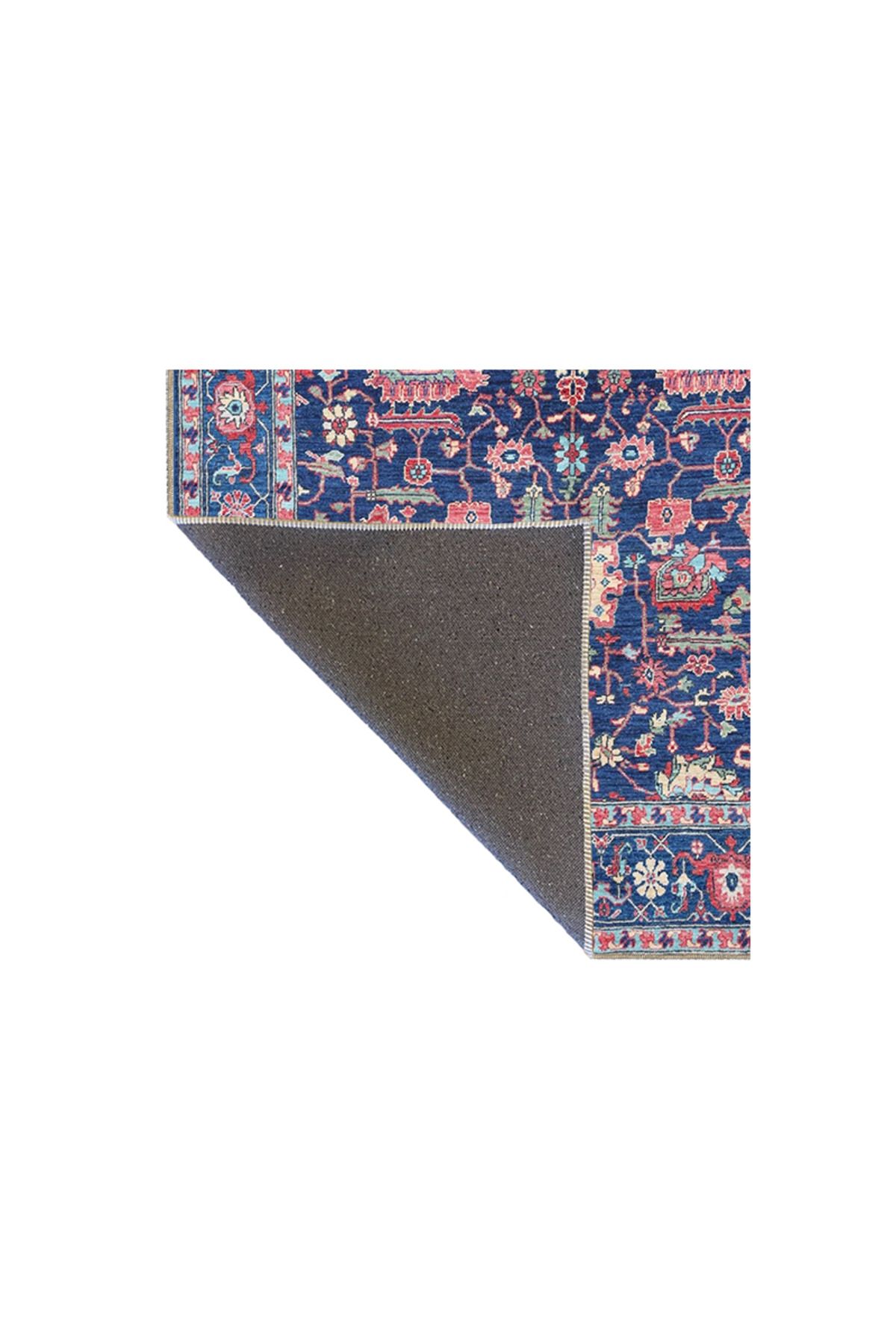 Mor Çiçekli Geometrik Temalı Desenli Dokuma Taban Halı ve Yıkanabilir Halı aloha41