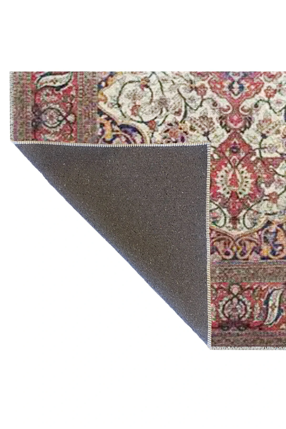 Pembe Temalı Geleneksel Motif Etnik Çiçek Desenli Vintage Dekoratif Halı 3311