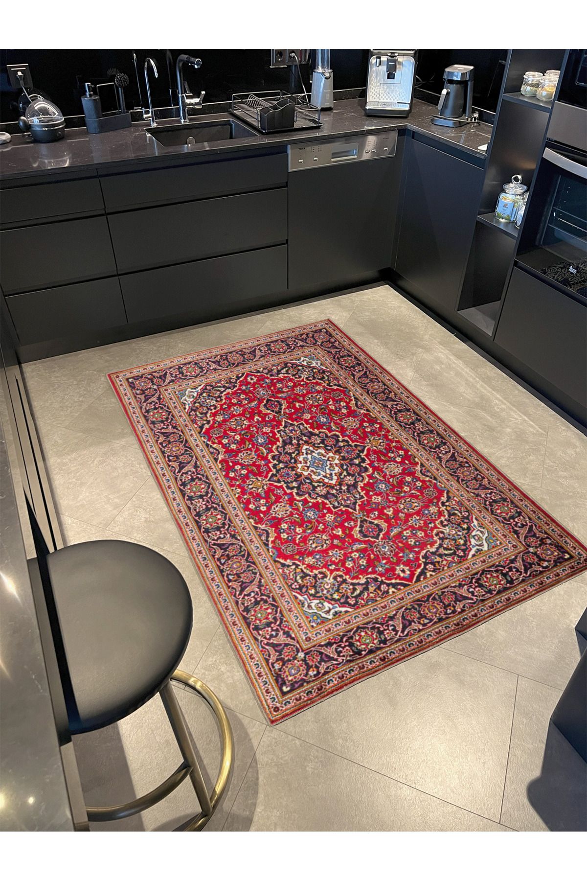 Kırmızı Gelenksel Halı Desenli Modern Dekoratif Halı 4471