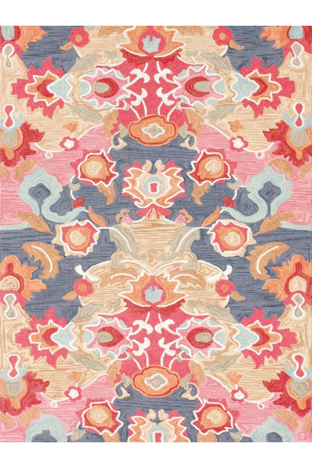 Asya Koleksiyonu Pastel Tonlarda Çok Renkli Dokuma Taban Modern Dekoratif Halı asya41