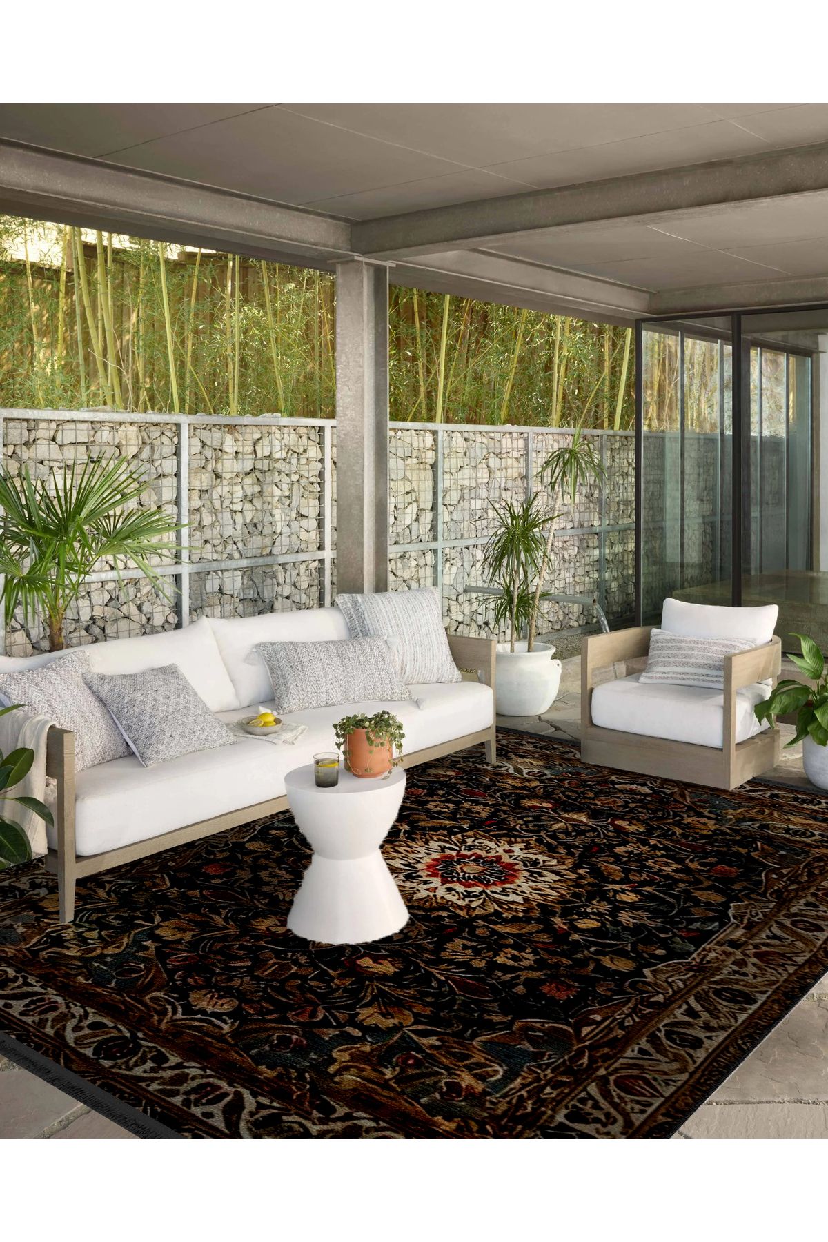 Bej Bordür Detaylı Çok Renkli Antik Tasarım Serisi Çiçek Desenli Vintage Dekoratif Halı antik53