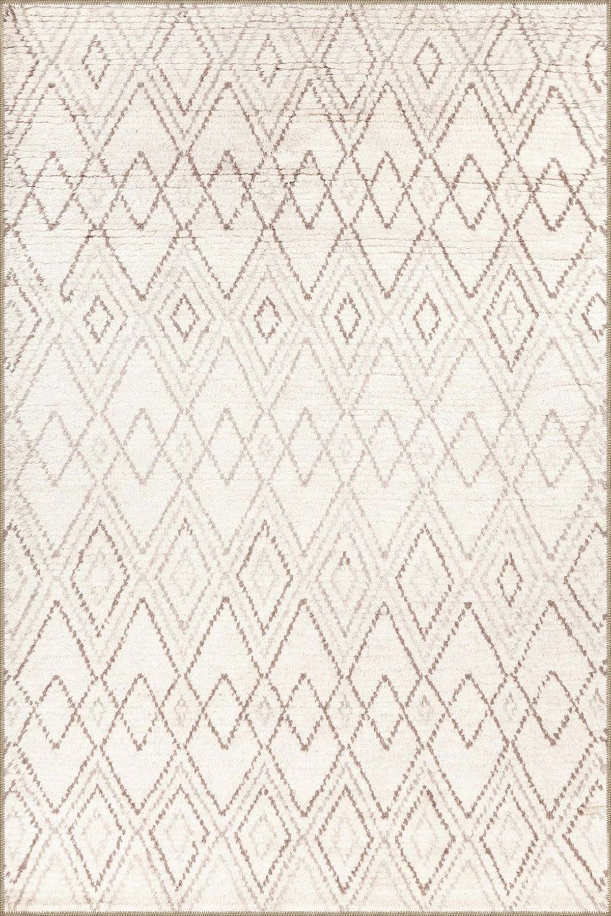 Açık Renkli Çapraz Baklavalı Desenli Dekoratif Halı miravip573