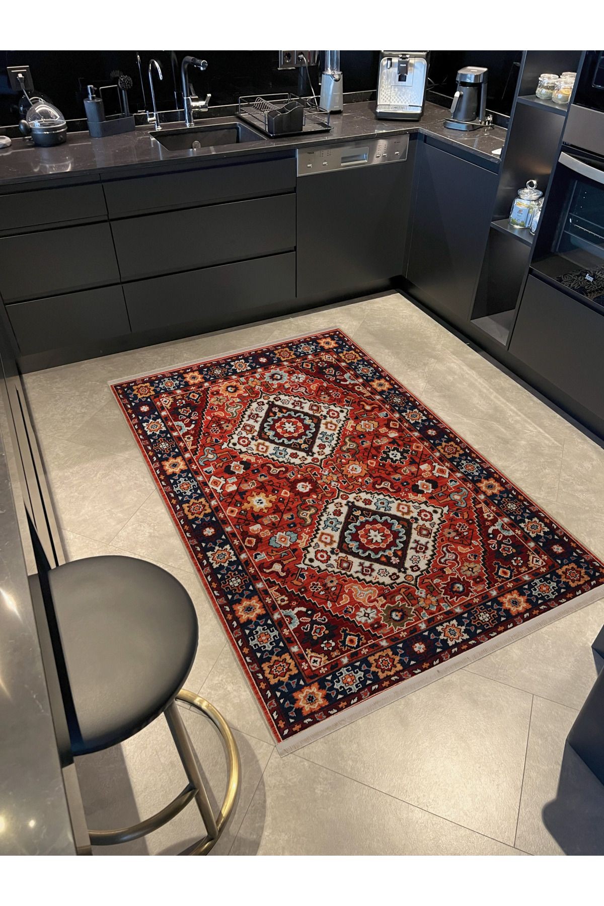 Çok Renkli Etnik Geleneksel Motif Desenli Kreatif Vintage Dekoratif Halı 2665