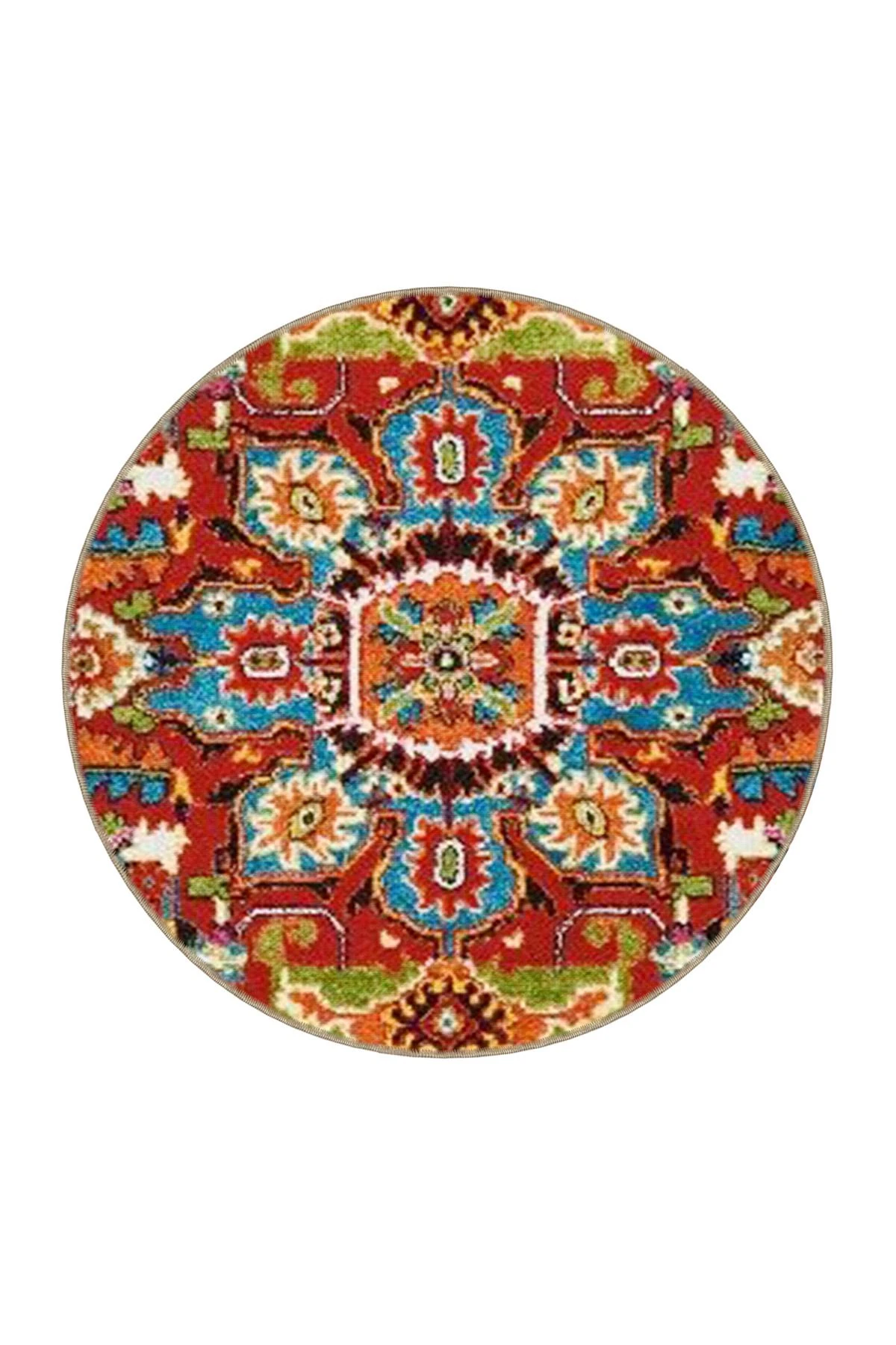 Kırmızı Temalı Çok Renkli Karma Geleneksel Motif Etnik Desenli Vintage Dekoratif Halı 4619