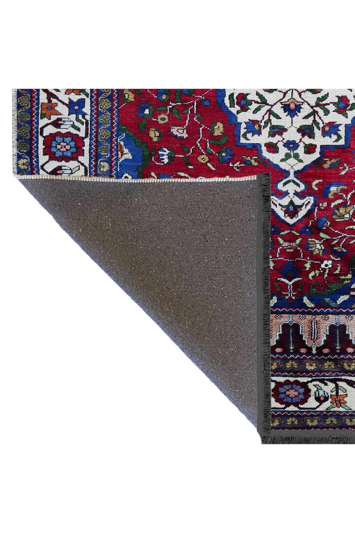 Lacivert Kırmızı Temalı Geleneksel Motif Etnik Desenli Kreatif Vintage Dekoratif Halı 2458