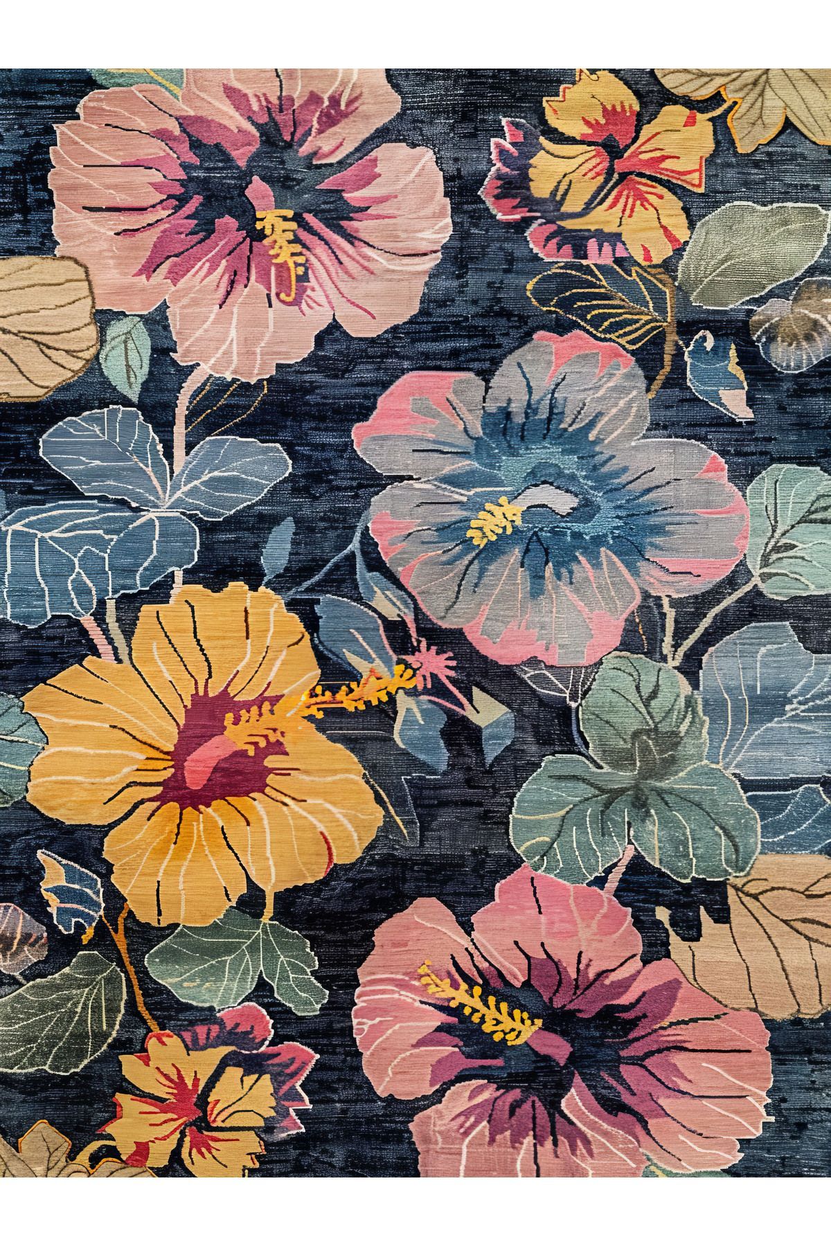 Paris Koleksiyonu Çok Renkli Çiçekler Desenli Modern Dekoratif Halı paris33