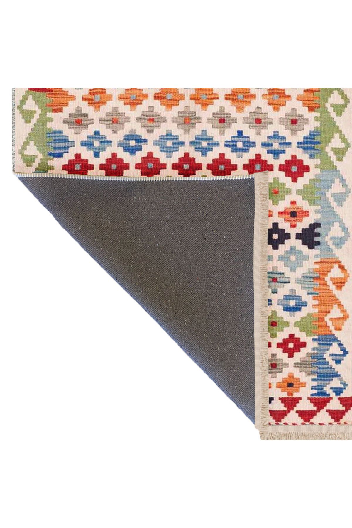 Güney Koleksiyonu Çok Renkli Geometrik Motifli Desenli Vintage Dekoratif Halı 36