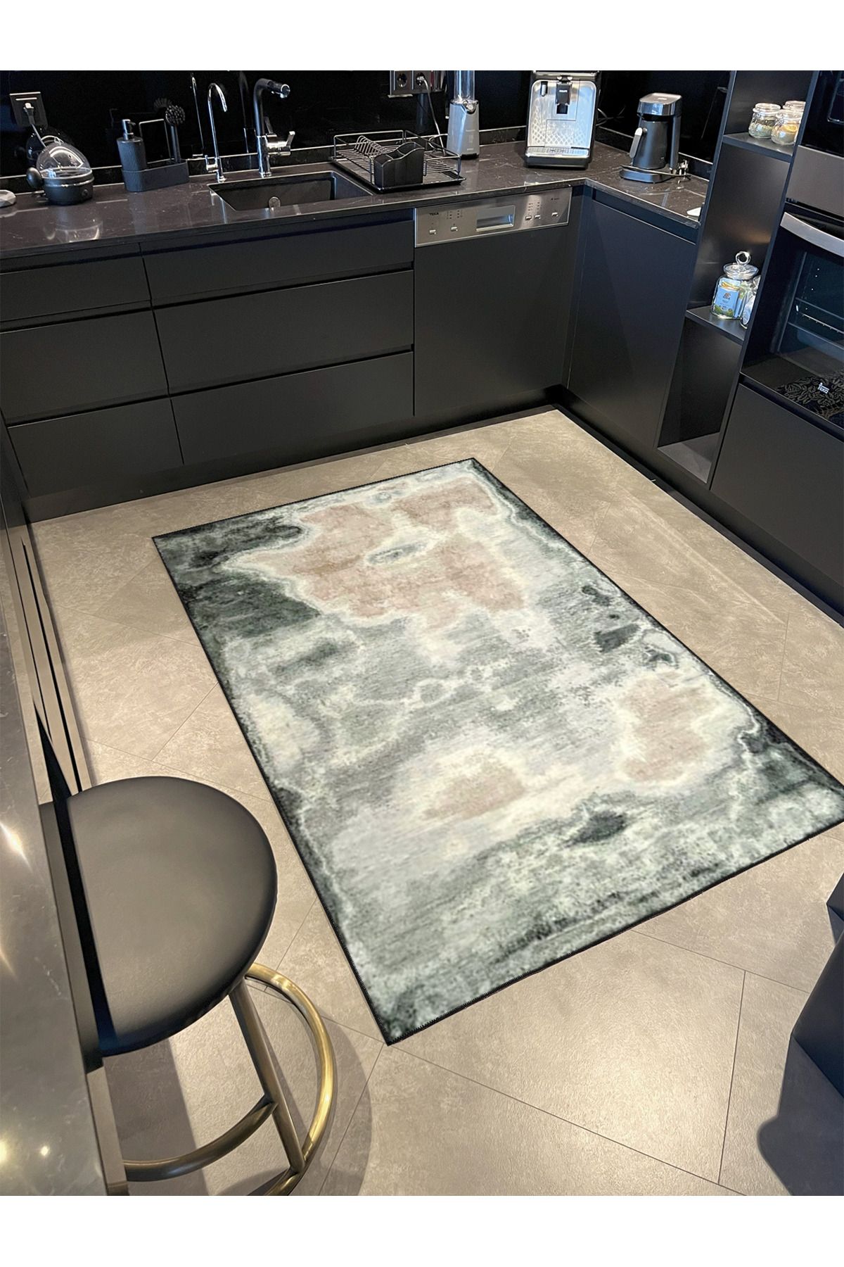 Soyut Desenli Pastel Boyalı Dokuma Taban Halı miravip490