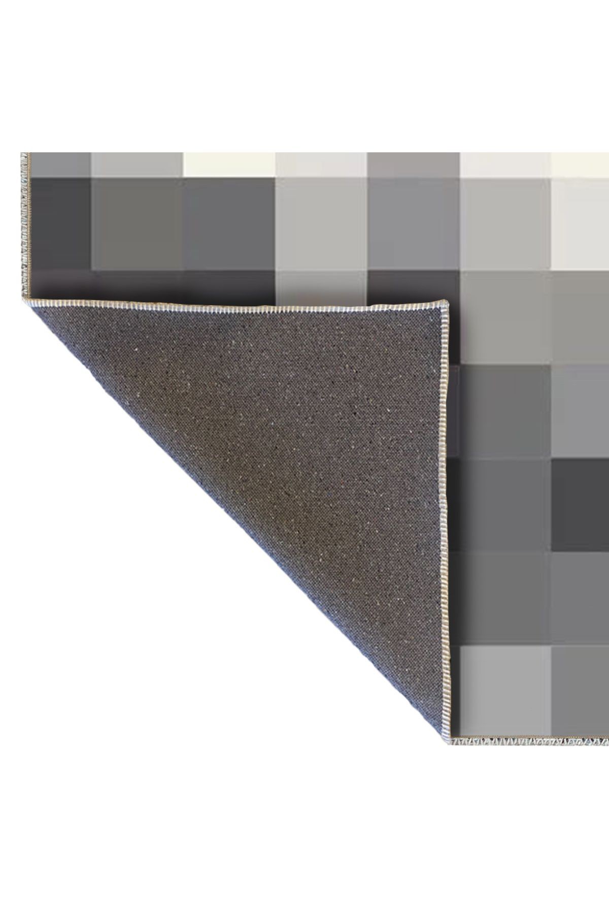 Ametist Serisi Gri Tonlarda Piksel Patchwork Desenli Dokuma Taban Modern Dekoratif Halı ametist24