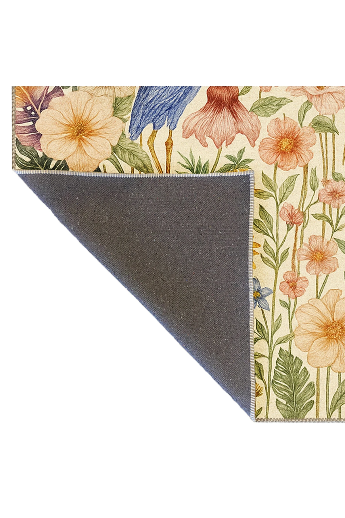 MOSSO Çiçek Motifli Desen Dokuma Taban Vintage Dekoratif Halımosso925