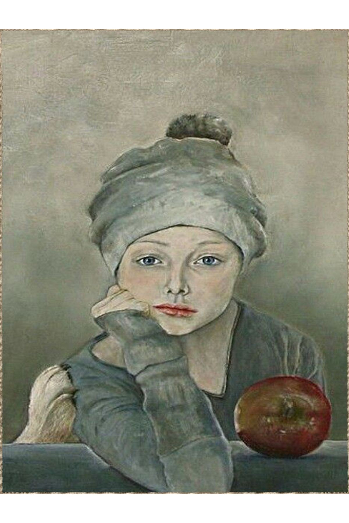 Tuğrul Koleksiyonu Pastel Tonlarda Elma ve Kız Figürü Desenli Dokuma Taban Modern Dekoratif Halı 47