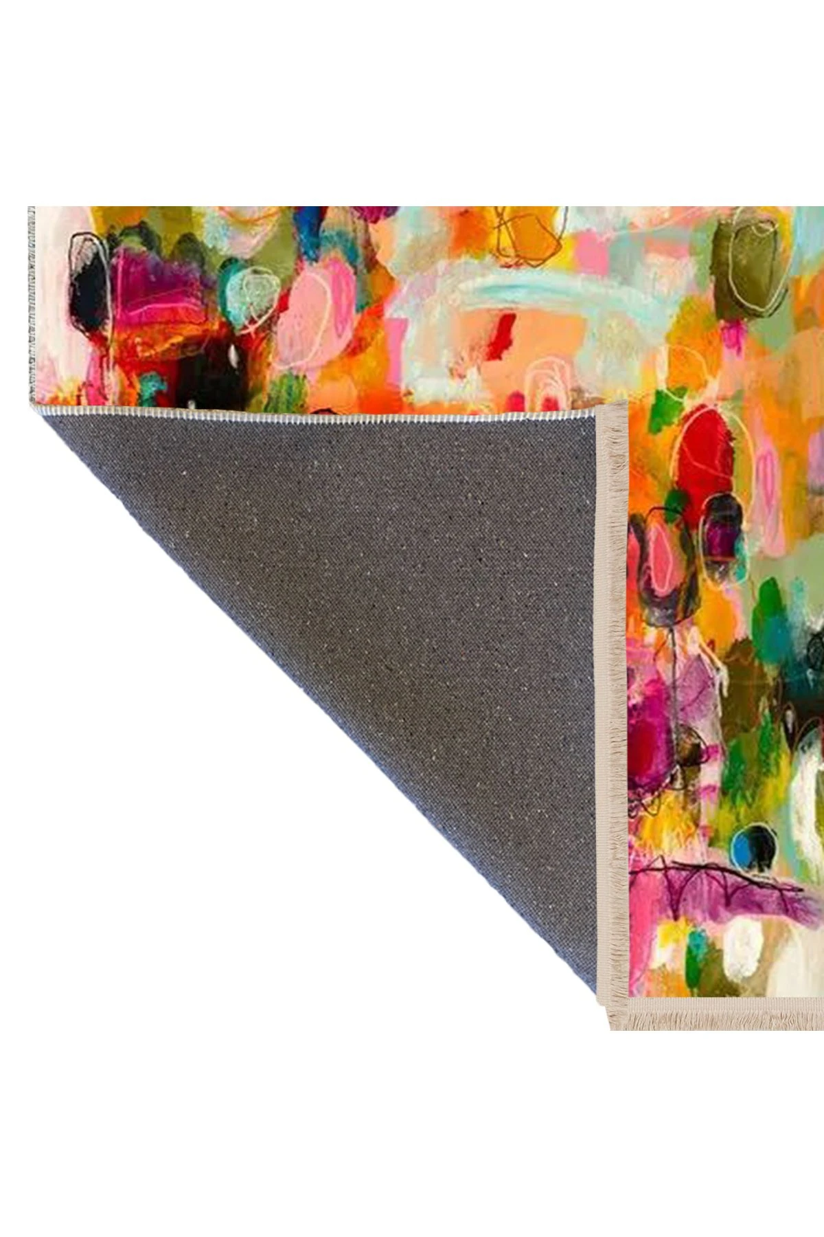 Özge Koleksiyonu Çok Renkli Soyut Desenli Dokuma Taban Modern Dekoratif Halı özge21