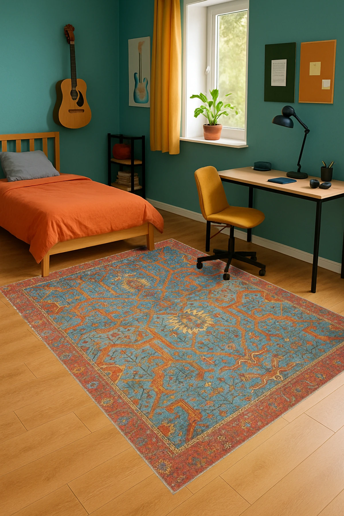 MOSSO Geleneksel Motifli Desen Dokuma Taban Vintage Dekoratif Halı mosso883