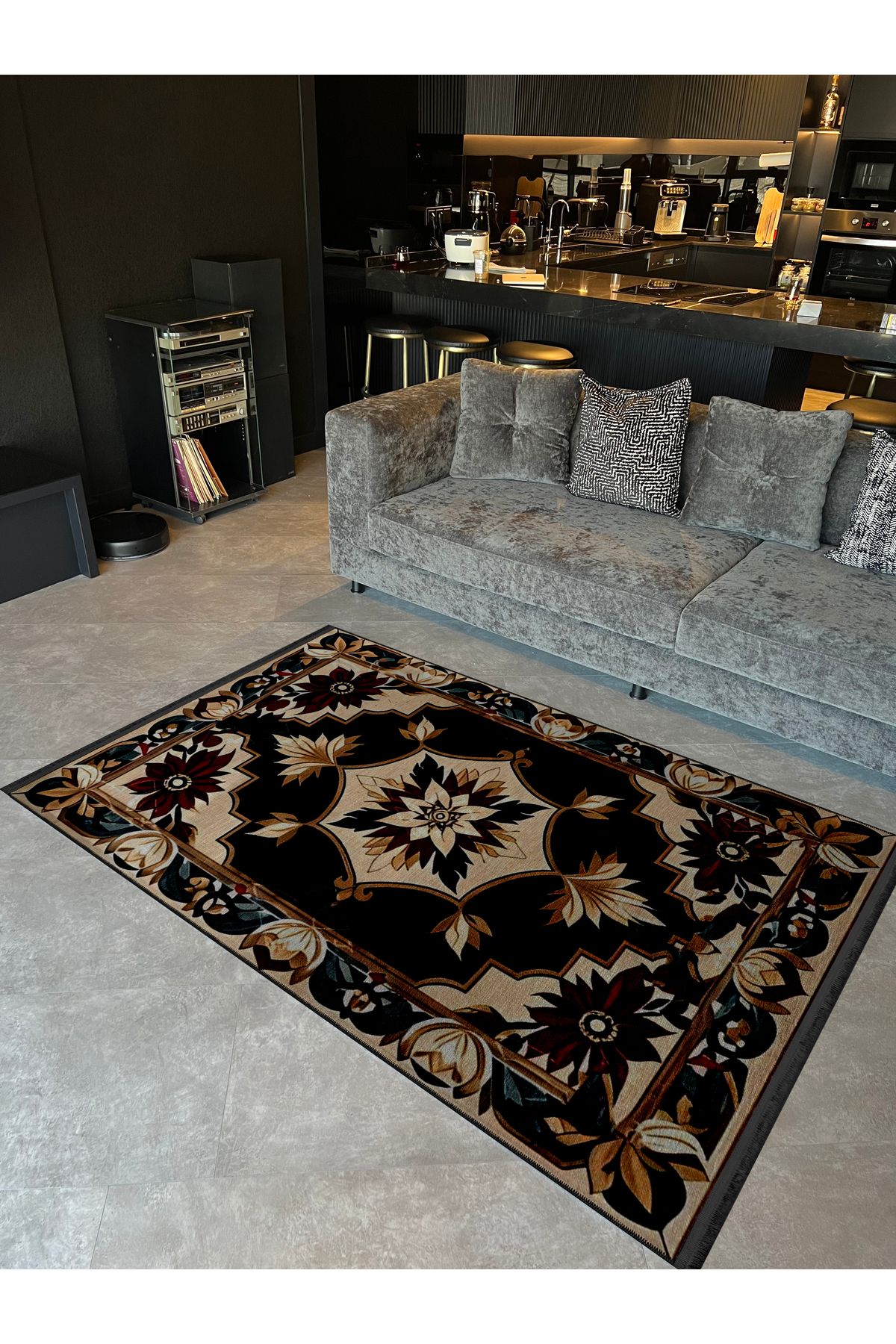 Koyu Tonlarda Antik Tasarım Serisi Bordo ve Bej Detaylı Desenli Vintage Dekoratif Halı antik40