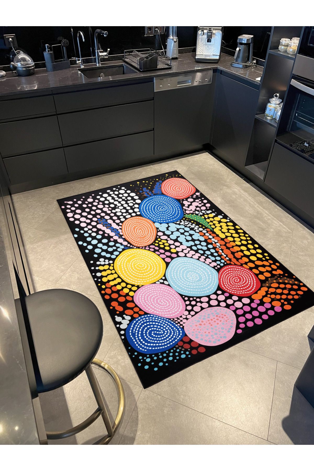 Dido 2 Koleksiyonu Çok Renkli Spiral Geometrik Desenli Kreatif Modern Dekoratif Halı 3231
