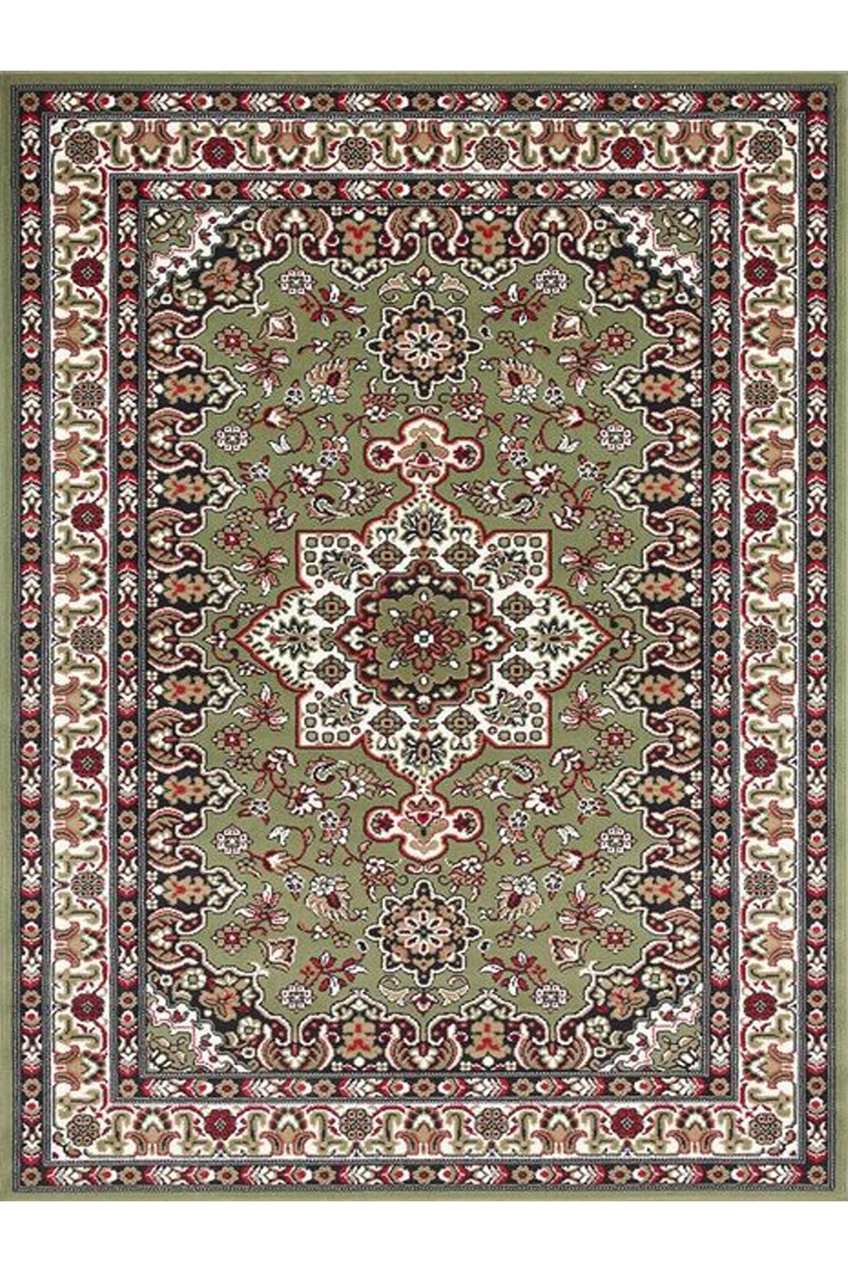 Kuzey Koleksiyonu Yeşil Etnik Desenli Dokuma Taban Dekoratif Halı kuzey04