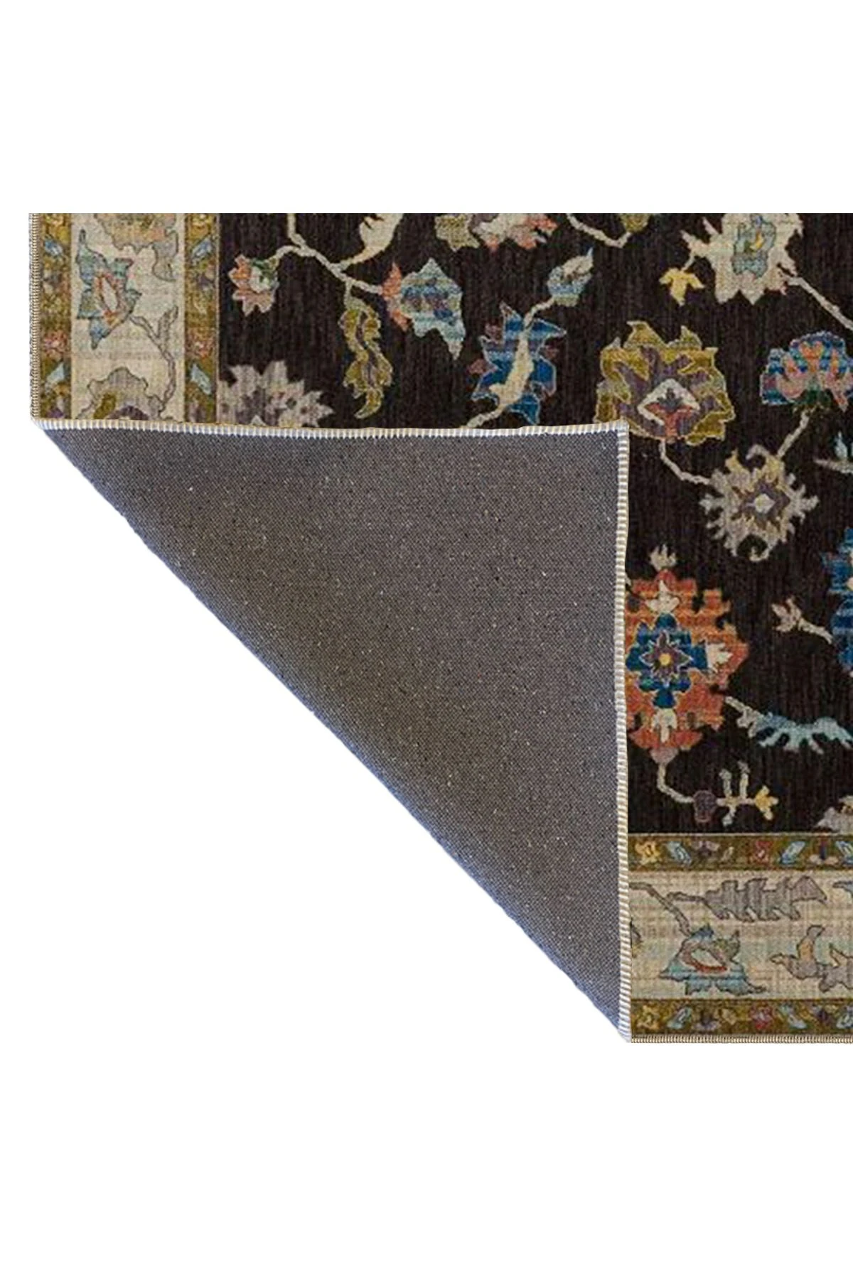 Kahverengi Bej Temalı Geleneksel Motif Çiçek Desenli Vintage Dekoratif Halı 3998