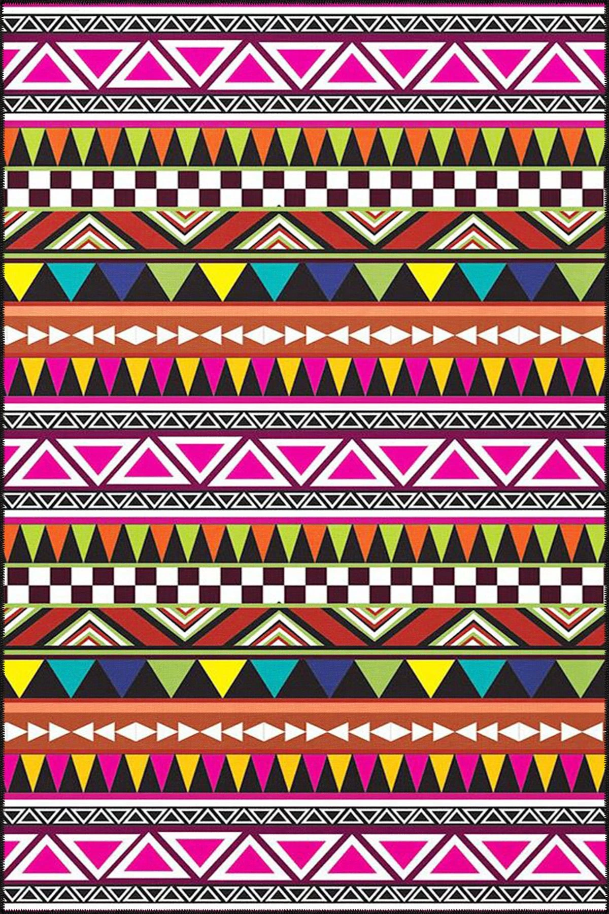 Pembe Renklerde Geometrik Desenli Modern Dekoratif Halı 4386