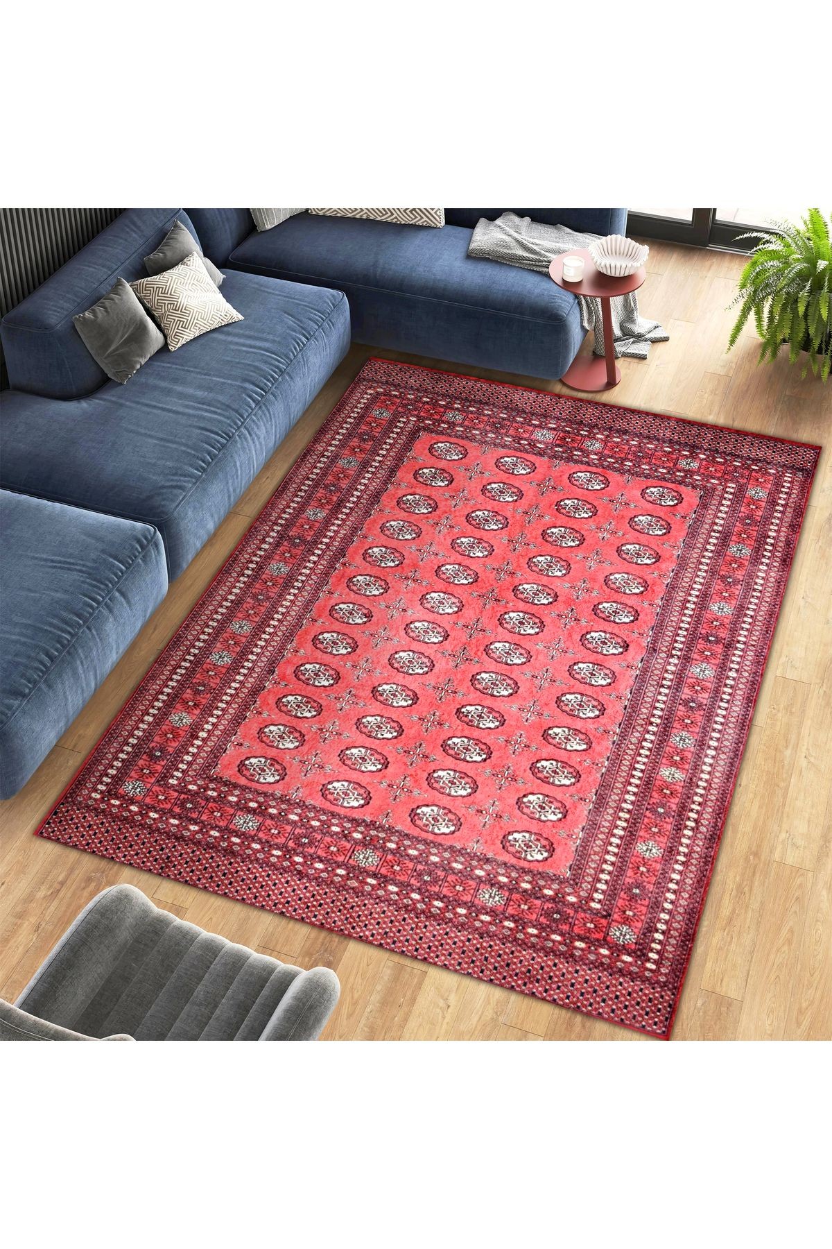Melisa Koleksiyonu Soft Kırmızı Temalı Desenli Dokuma Taban Modern Dekoratif Halı melisa28
