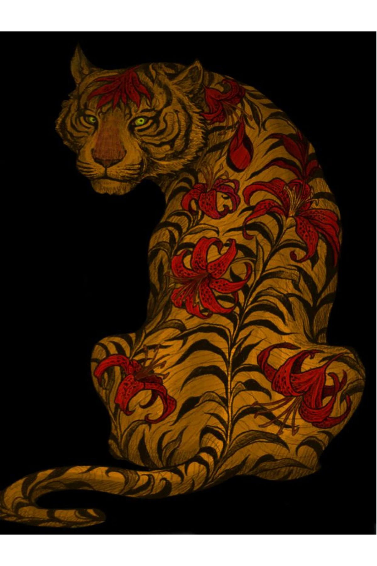 Kuzey Koleksiyonu Kırmızı Çiçek Detaylı Kaplan Desenli Dokuma Taban Dekoratif Halı kuzey18