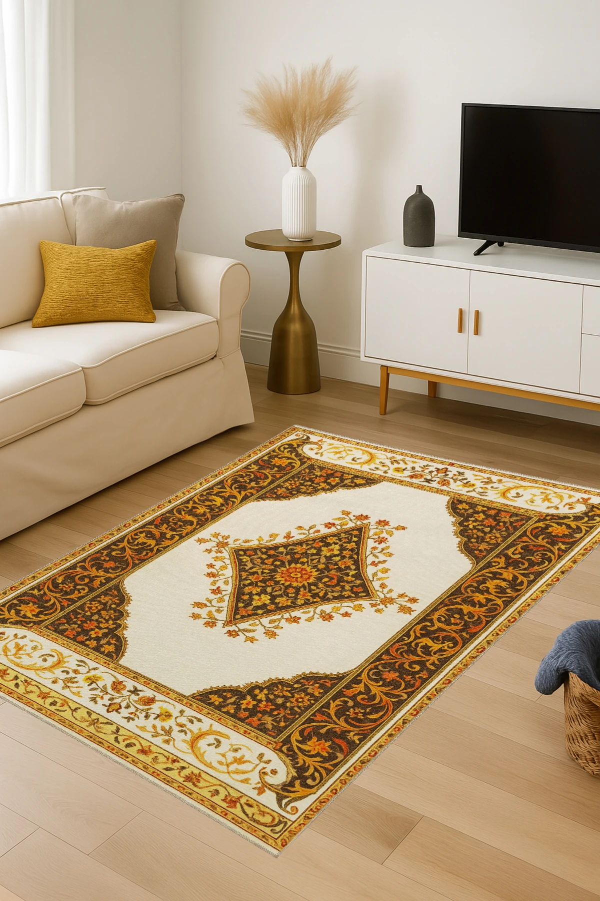 MOSSO Gelenksel Temalı Desenli Modern Dekoratif Halı mosso438